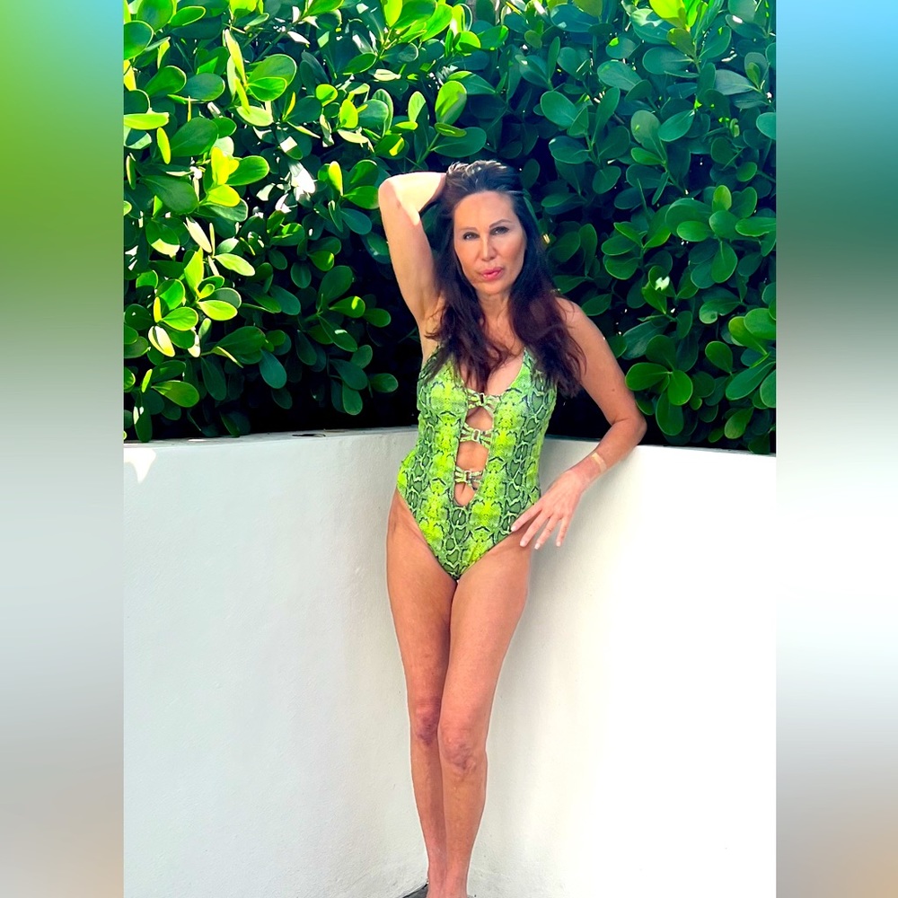 Limited edition green snake skin sexy one piece